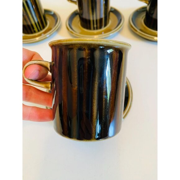 Arabia Finland Kosmos Espresso Cups and Saucers, Set of 4, Gunvor Olin-Grönqvist - Picture 3 of 6